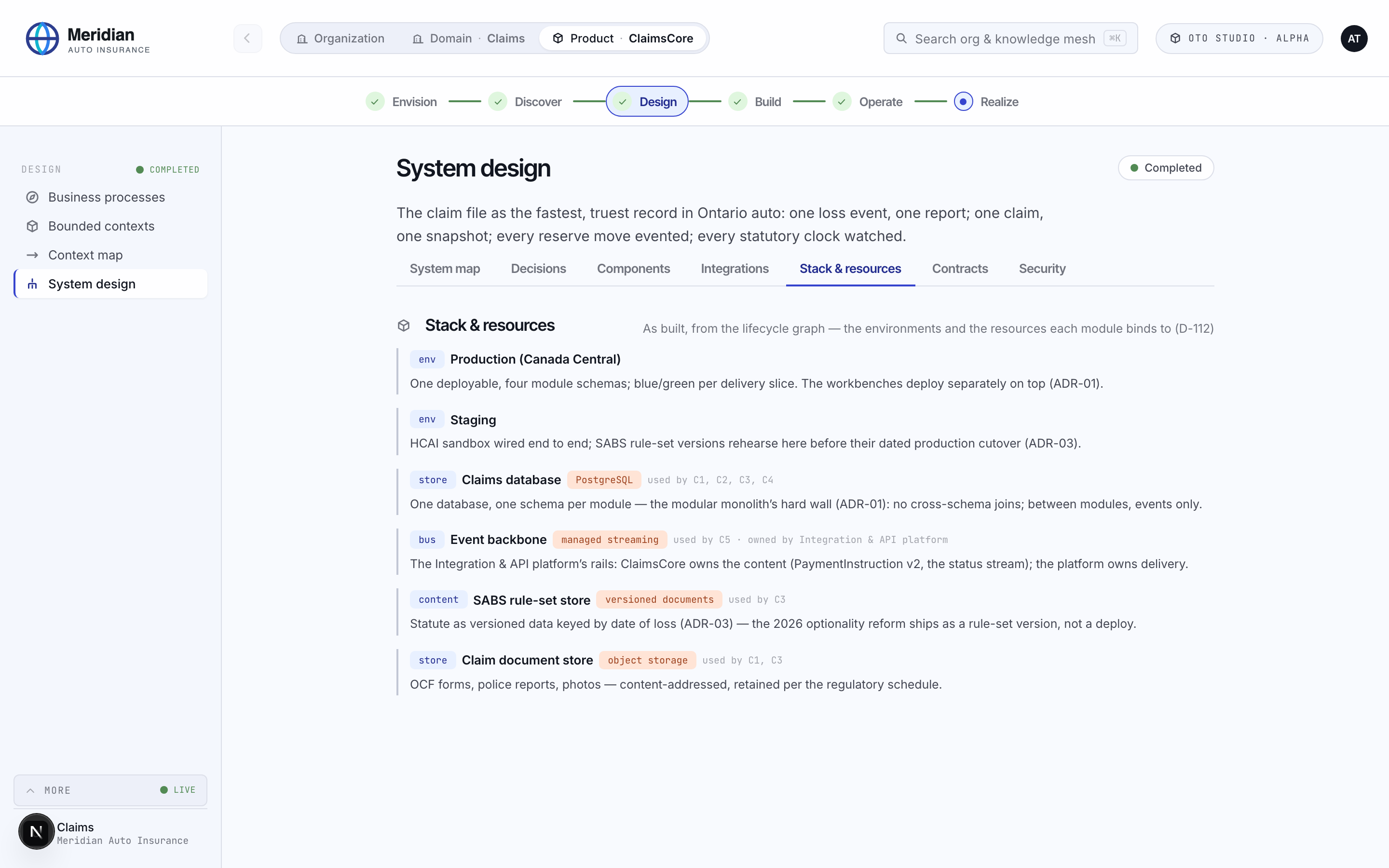 Stack and resources: environments and the resources each module binds to